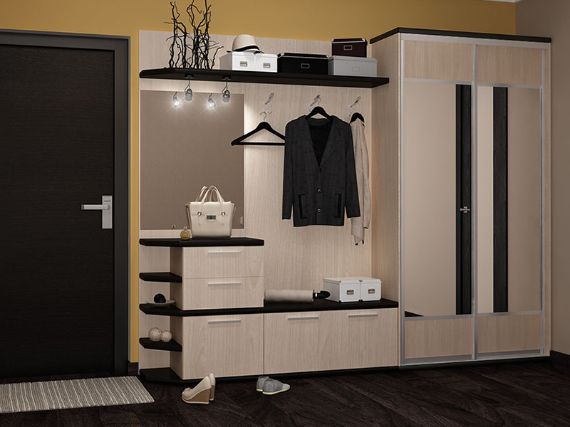 Маленькие прихожие в коридор в современном стиле со шкафом для одежды